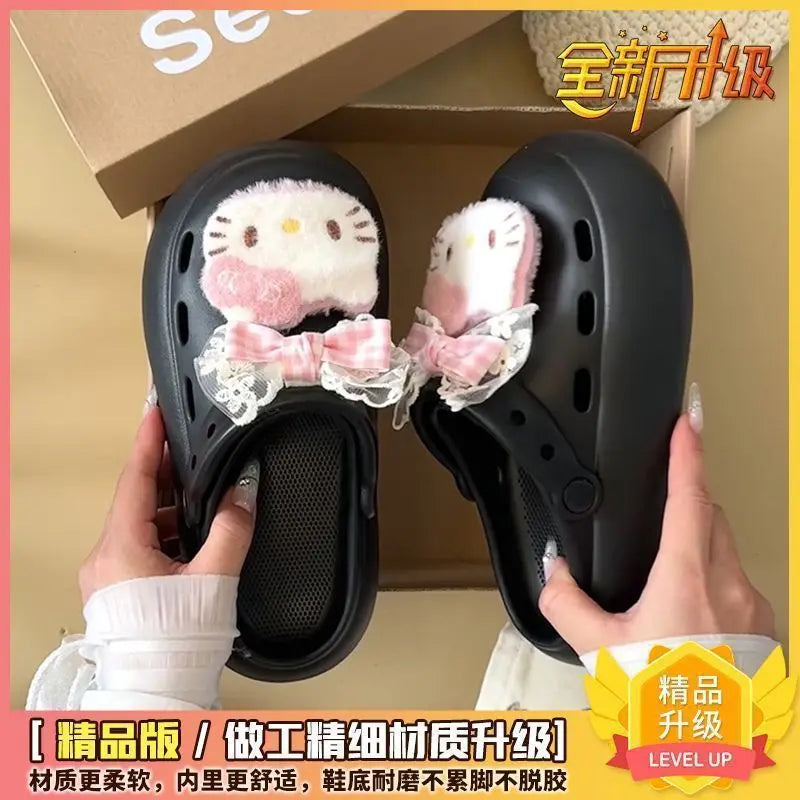 Women Cartoon Clogs 2026 Summer New Cute Hollow Out Hole Shoes Mules Casual Thick Sole Backless Slippers Outdoor Beach Sandals
