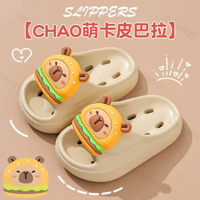 Capybara Slippers Girls Cute Cartoon Summer 2026 Bathroom Non-Slip Sandals Women Home Slippers Soft Boy Outdoor Kids Beach Shoes