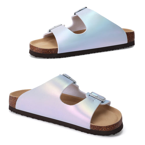 Comwarm Fashion Gradient Women's Sandals New Summer Cork Footbed Sandals With Double Buckle Lady Beach Shoes Orthopedic Sandals