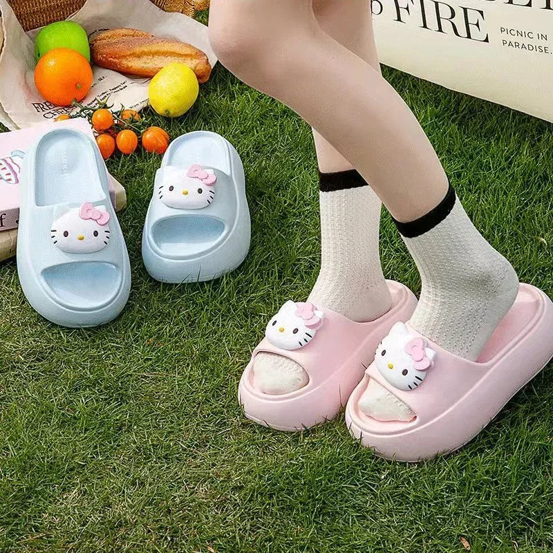 Sanrios Hello Kitty Girl Summer Slippers Anime Thick Eva Sole Anti Slip Home Bathroom Slipper Student Indoor Soft Comfor Sandals