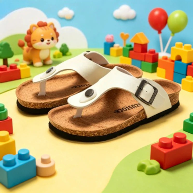 Cute men’s and women’s children’s cork slippers for spring/summer 2026 – Korean-style casual slippers