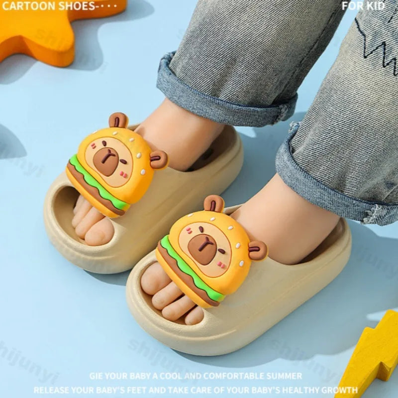 Capybara Slippers Girls Cute Cartoon Summer 2026 Bathroom Non-Slip Sandals Women Home Slippers Soft Boy Outdoor Kids Beach Shoes