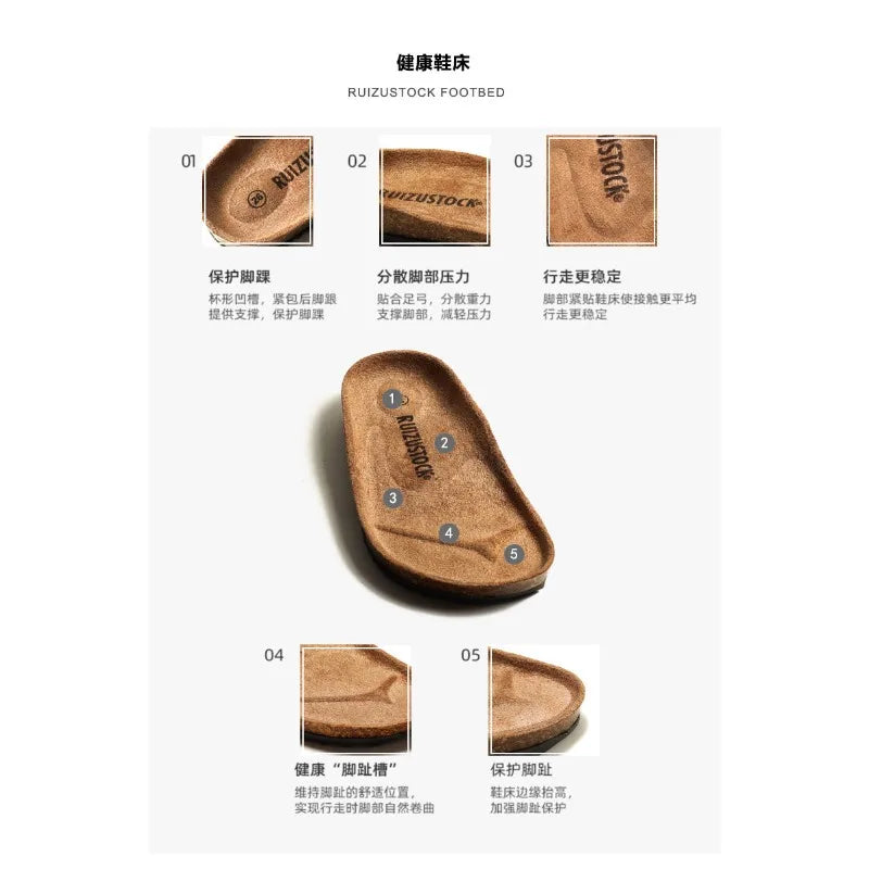 Cute men’s and women’s children’s cork slippers for spring/summer 2026 – Korean-style casual slippers