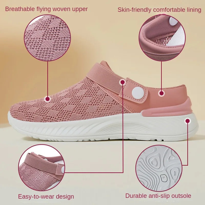 Women's Summer Shoes Breathable Half Slippers Lazy Soft Sole Casual Shoes Single women sandals sale shoes with free shipping