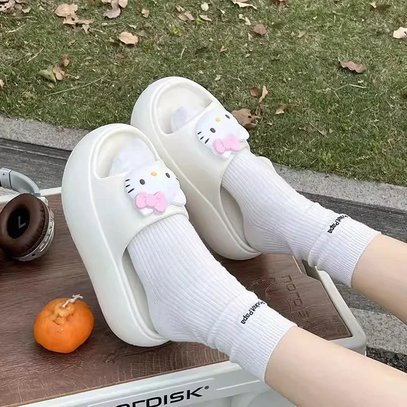 Sanrios Hello Kitty Girl Summer Slippers Anime Thick Eva Sole Anti Slip Home Bathroom Slipper Student Indoor Soft Comfor Sandals